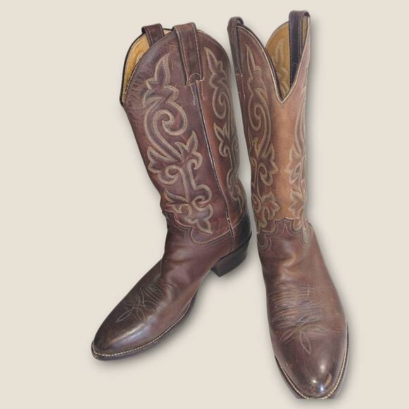 Justin Mens boots Sz 9D Buck Brown Round Toe Western Boots 2253 Comfort Cushion - Picture 6 of 14